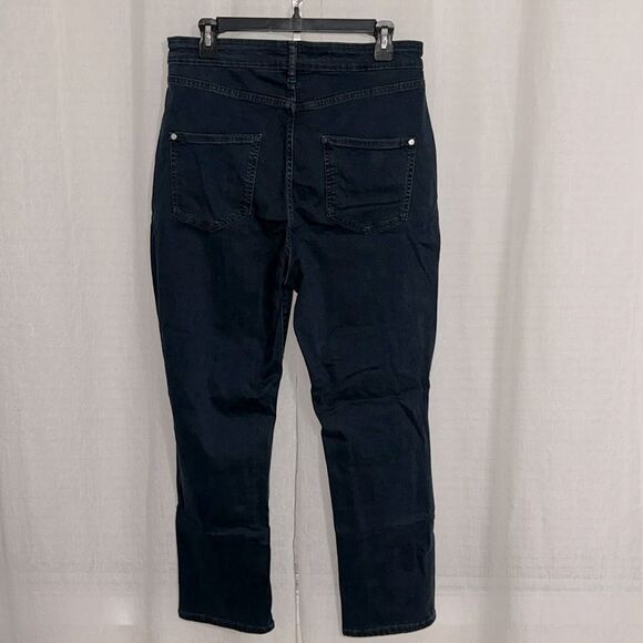 Anthro x Pilcro 32 Navy Dark Wash Stretch Straight Jeans - Picture 2 of 12